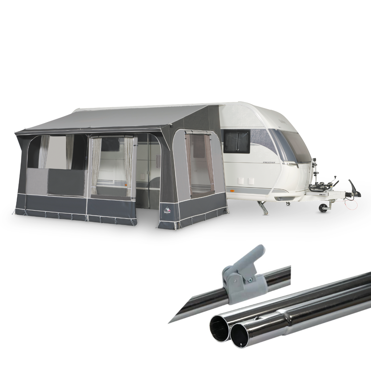 DOREMA Teil-Vorzelt QUARTZ 400 DLX- 400x240 cm- Anbauhoehe 235-255 cm- 25 mm Stahlgestaenge - 94 - S25 W 18 2 F PG