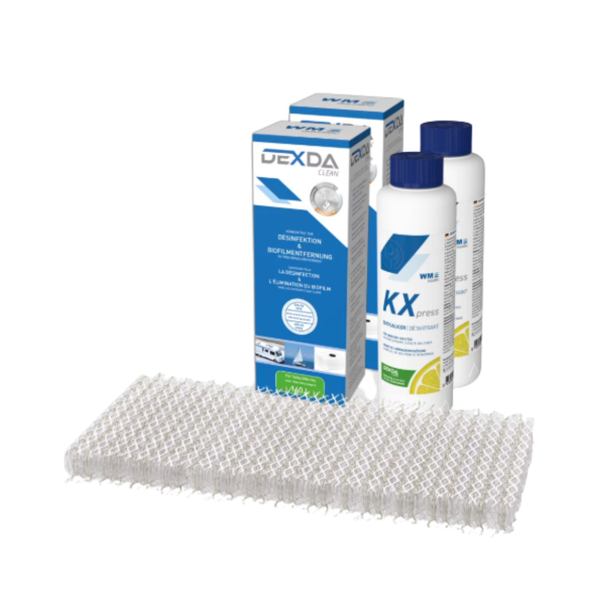 WM AQUATEC Desinfektion Reiniger Hygiene Trio bis 320 Liter Tankgroessen inkl. SILBERNETZ FLEX - HGT-320