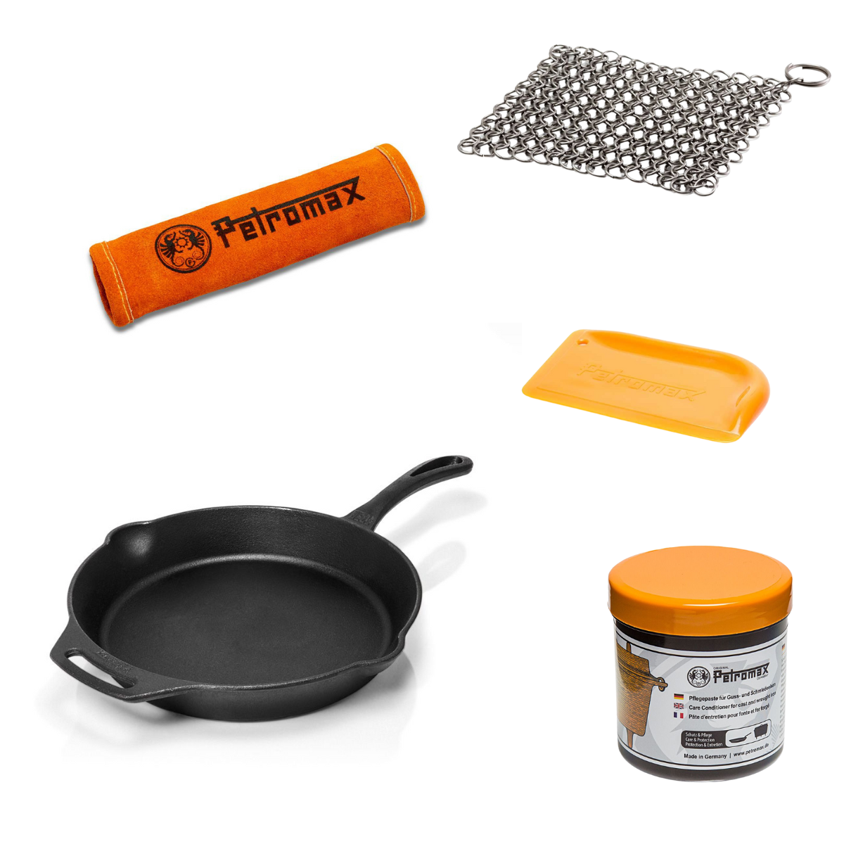 PETROMAX Feuerpfanne Stiel FP30 mit Aramid Griffhülle - Starterset PETROMAX Feuerpfanne Stiel FP30 mit Aramid Griffhuelle - Starterset fp30-t scrub ft-pflege handle300 os