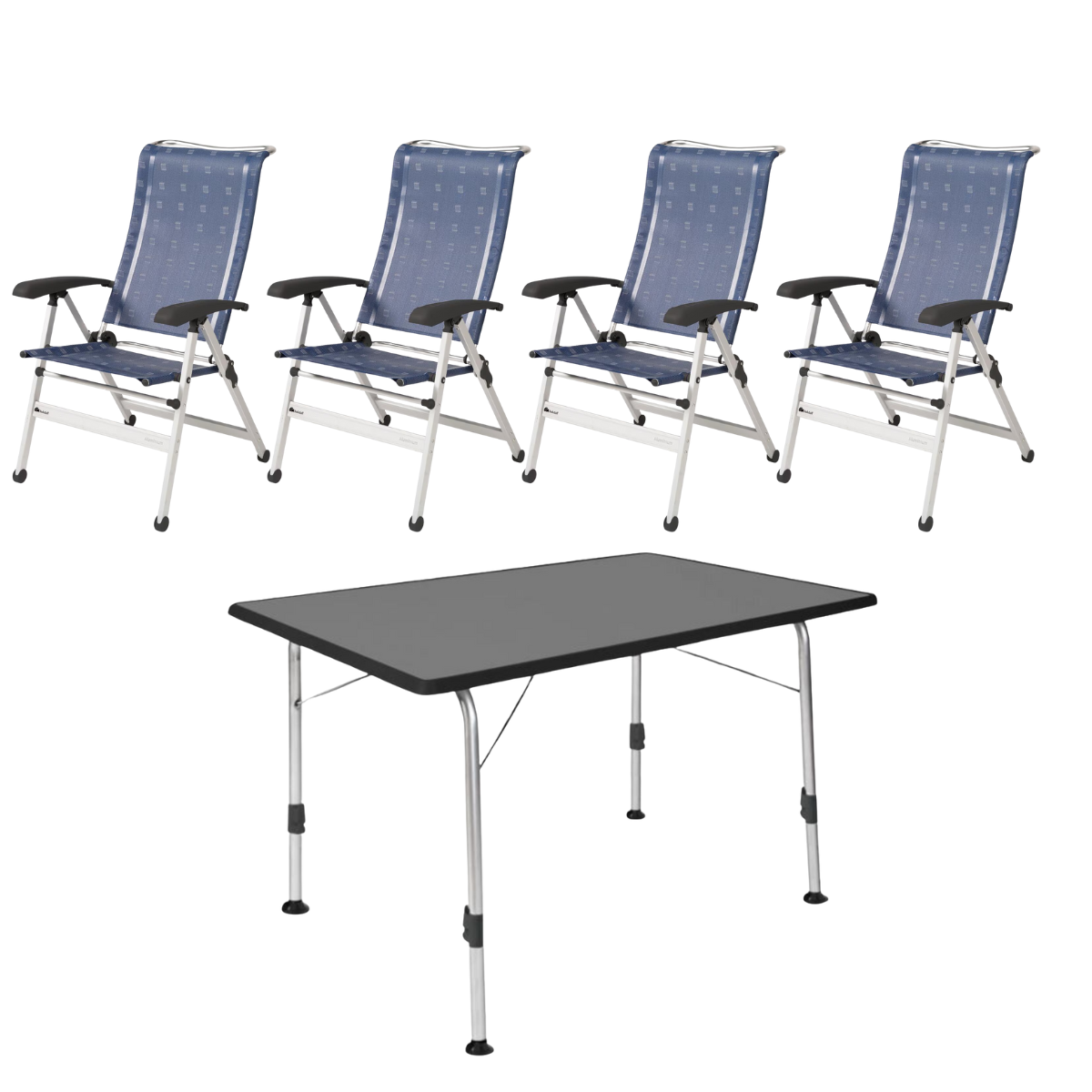 DUKDALF Stuhl Cha Cha blau 4er-Set - Tisch STABILIC III 115x70 cm anthrazit - 42-02-4611-0 40-24-1157.4