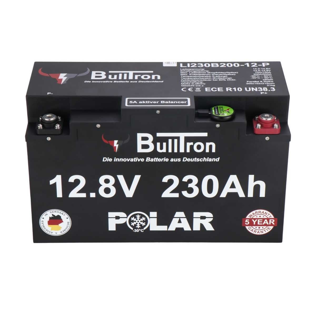 BULLTRON Lithium-Batterie POLAR 230Ah 12V inkl. BMS 200A Dauerstrom - App - LI230B200-12-P