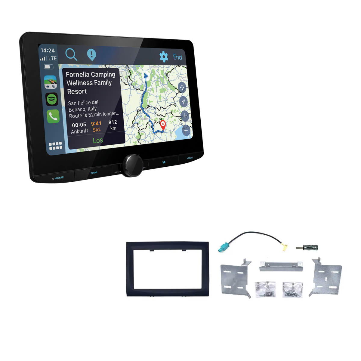 KENWOOD DMX9724XDS inkl- Installations-Kit ohne LFB fuer Fiat Ducato Serie 7 ab Bj. 2014-2022