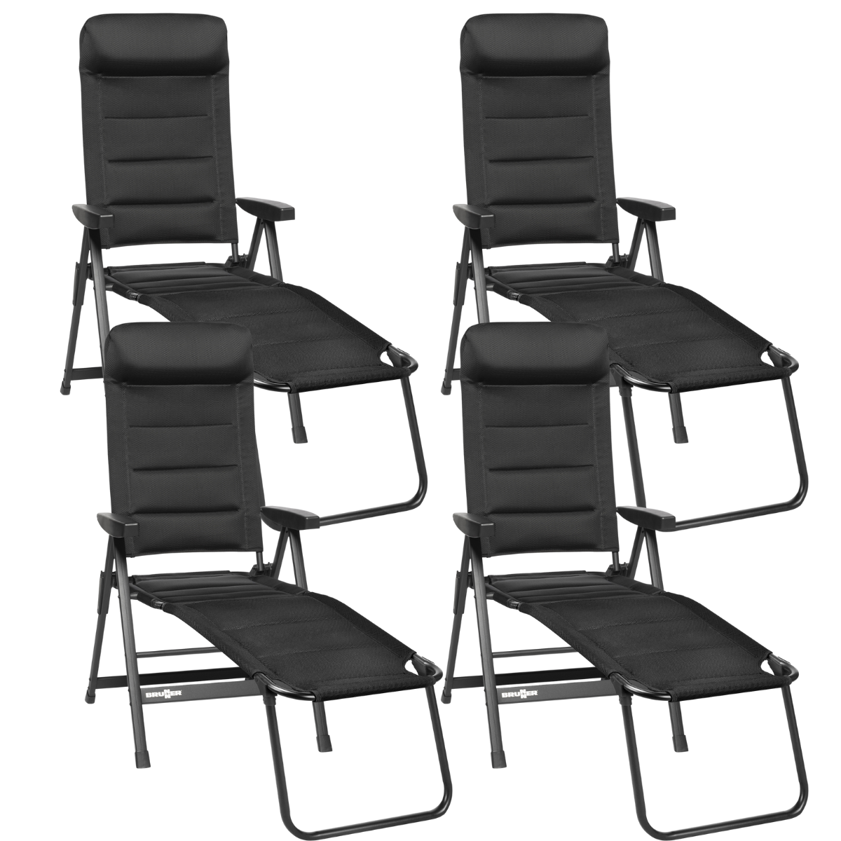 BRUNNER Campingstuhl SKYE 3D Schwarz mit Beinauflagen 4er-Set - 0404063N-C09 0404064N.C09