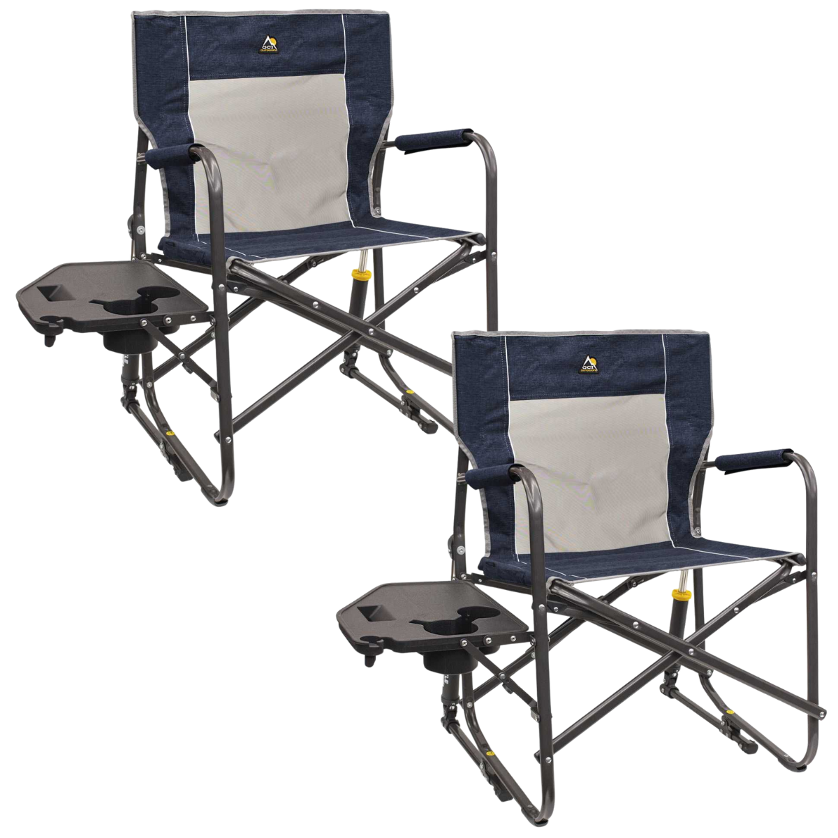 Set GCI faltbarer Schaukelstuhl Freestyle Rocker mit Seitentisch Heathered Indigo 2 Stuehle - 371145