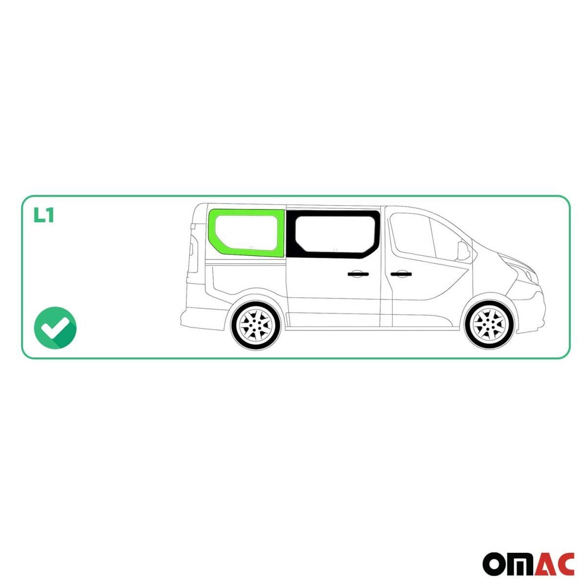 OMAC Seitenfenster Seitenscheibe Renault Trafic L1 ab Bj. 2014 Hinten Rechts Schiebetuer - A050943