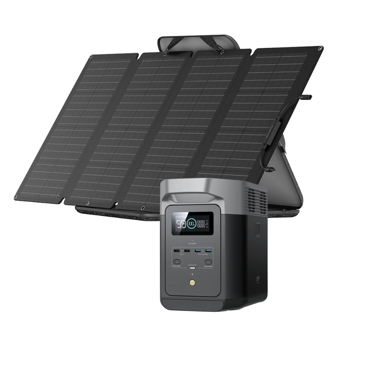 EcoFlow DELTA 2 Tragbare Powerstation mit 160 W Solarpanel - ZMR330-EU-EFSOLAR160W