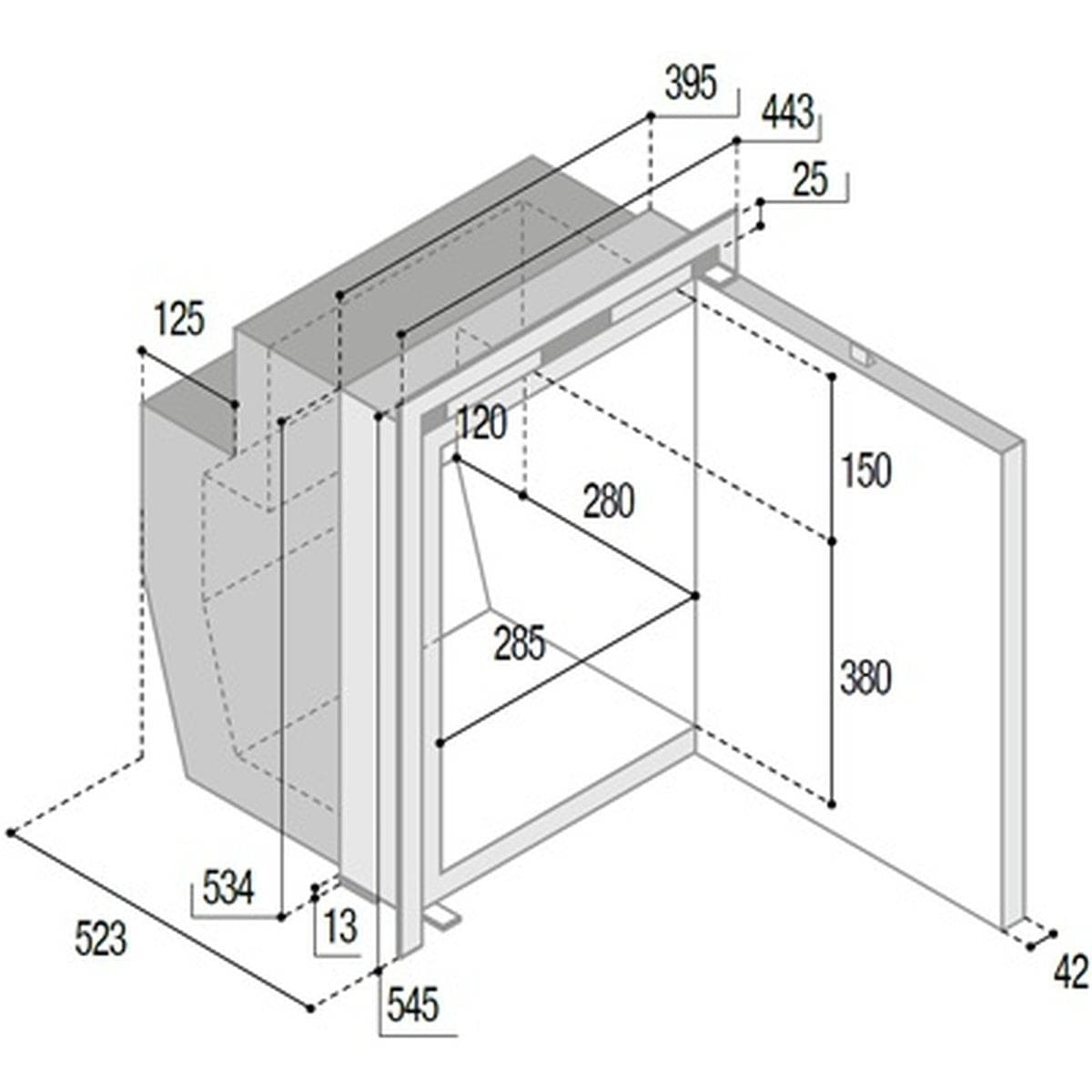 VITRIFRIGO Kompressor-Kuehlschrank C51iX OCX2 12-24 V 51 L mit Gefrierfach Edelstahl