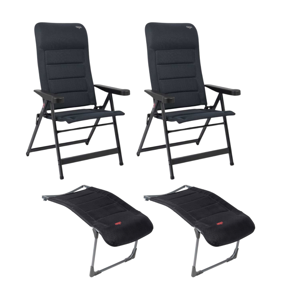 CRESPO Campingstuhl Air Deluxe AP-235-AD schwarz - Beinauflagen RP-215-AD 2er-Set - 1149055 1104883