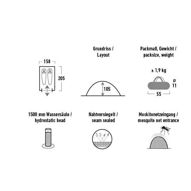 HIGH PEAK Kuppelzelt Monodome PU - 10159