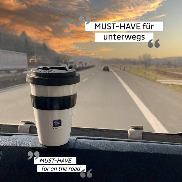 SILWY Porzellan TO GO CUP inkl. Untersetzer BLACK S038-1403-1-B