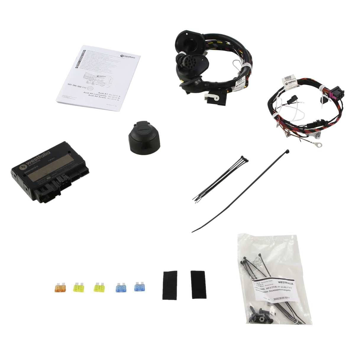 Westfalia Abnehmbare Anhaengerkupplung fuer Audi A6 Avant-Limousine- Audi A7 Sportback -BJ 10-2014-08-2018- - im Set mit 13-pol. fahrzeugspezifischem Elektrosatz - 305439900113