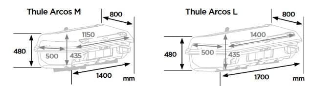THULE Arcos Box M Black Heckbox Hartschale 906100 Set inkl. Plattform 906300 Volumen 300 Liter