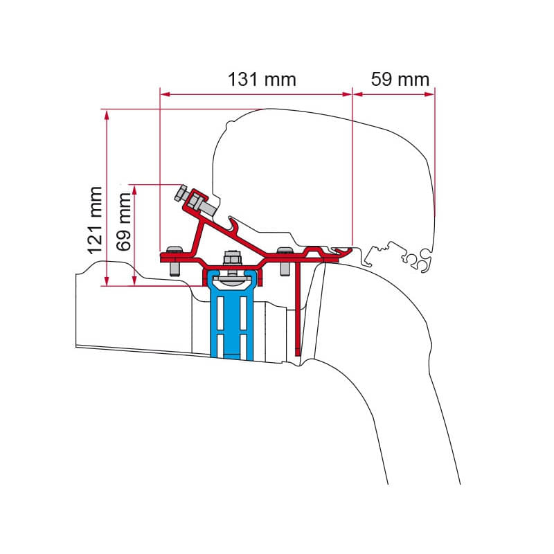 FIAMMA Adapter Kit VW Crafter Roof Rail ab Modelljahr 2017 fuer Markise F80 98655Z036