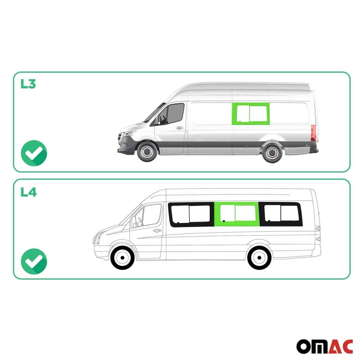 OMAC Seitenfenster Schiebefenster VW Crafter L3-L4 Bj. 2006-2017 Mitte Links - A050986