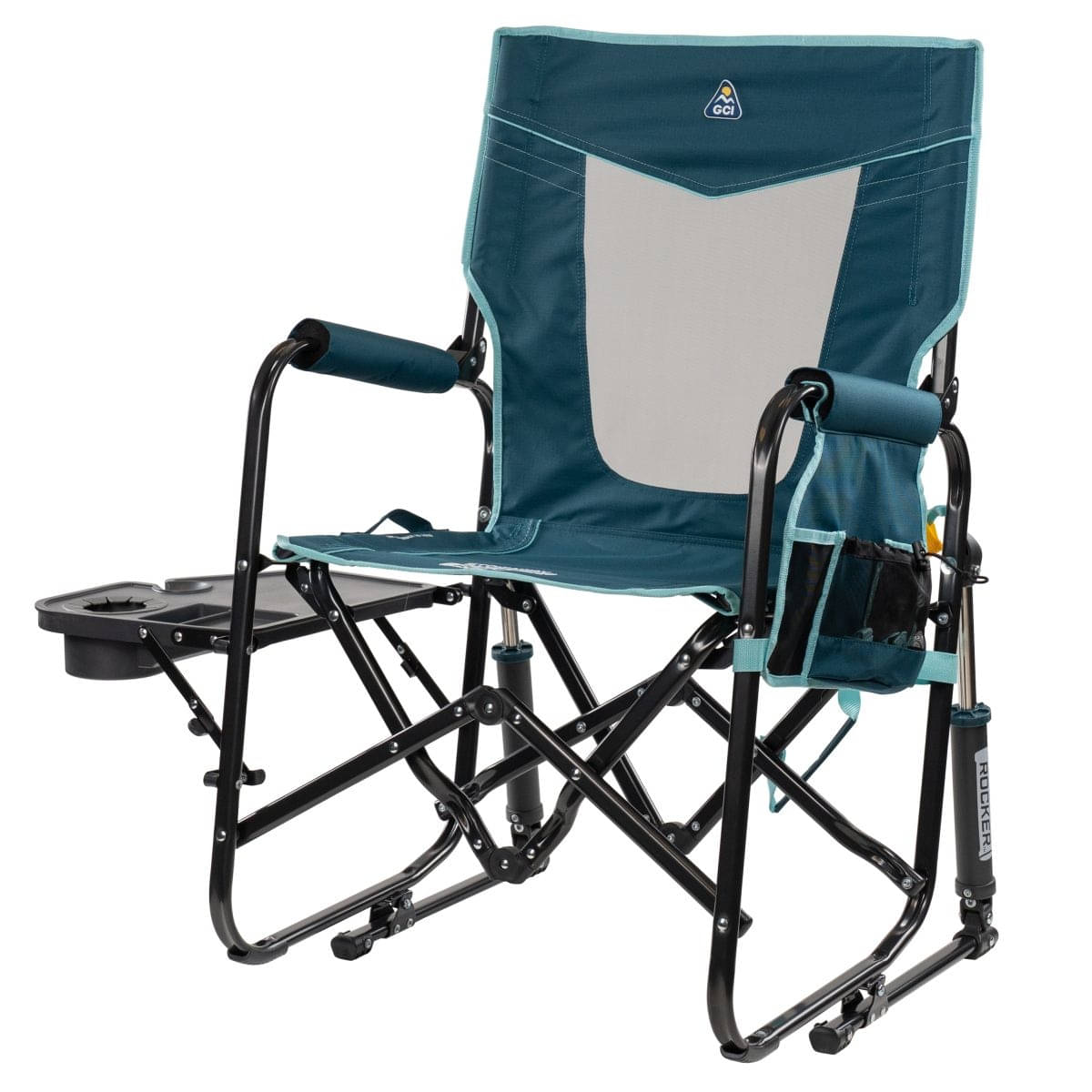 GCI faltbarer Schaukelstuhl Stowaway Rocker mit Seitentisch Teal GCI faltbarer Schaukelstuhl Stowaway Rocker mit Seitentisch Teal - 379266