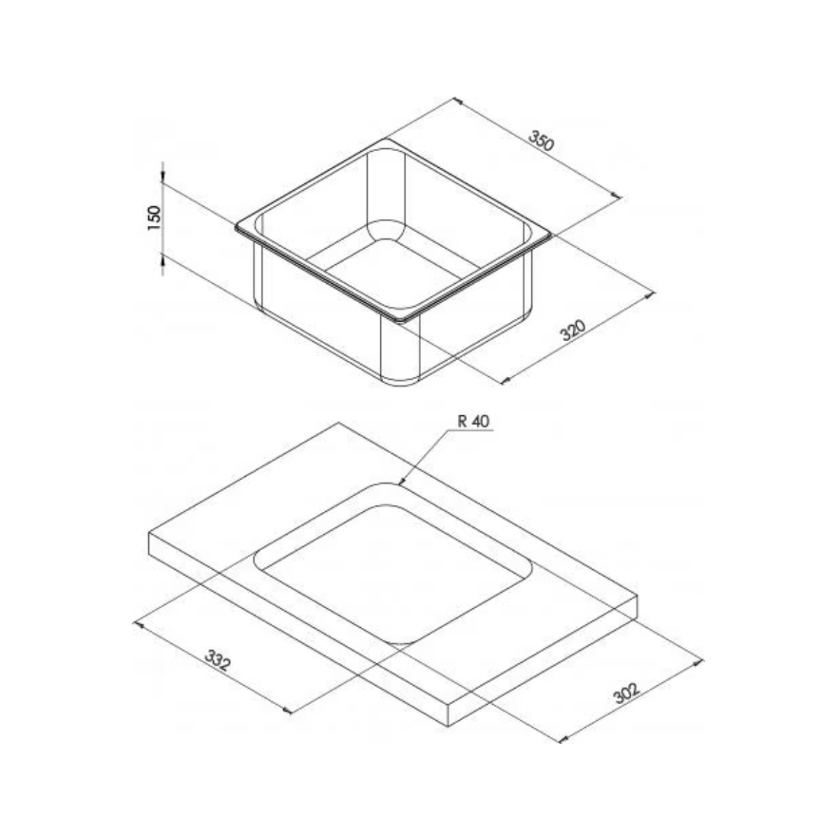 CAN LA1402 Spuele Edelstahl rechteckig 15 x 35 x 32 cm - LA1402