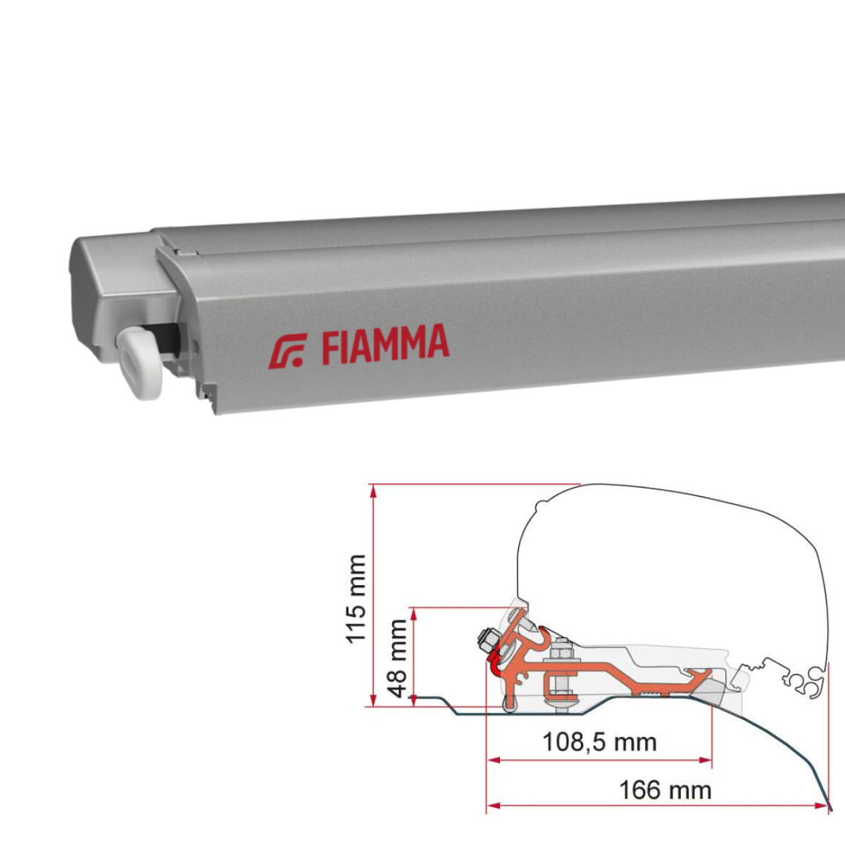 Luifel FIAMMA F80 S 320 Royal grey Huis titanium incl. Adapterkit zwart Fiat Ducato Jumper Boxer Markise FIAMMA F80 S 320 Royal grey Gehaeuse titanium inkl. Adapterkit schwarz Fiat Ducato Jumper Box - 07832B01R 98655Z150