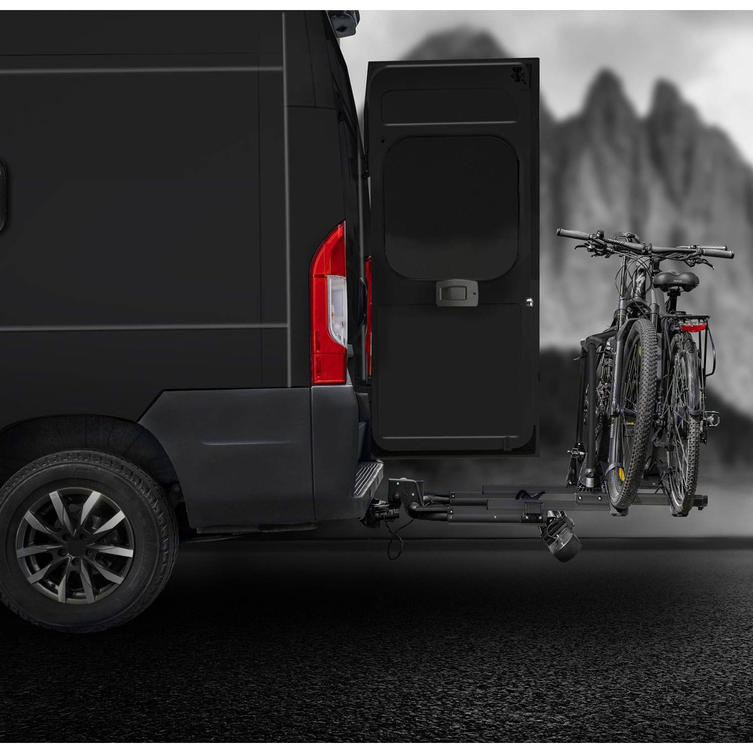 Fahrradtraeger EUFAB SD260 ausziehbar fuer 2 Raeder Hecktueren 11619 - Speziell für Pkw- Kastenwagen Vans und Wohnmobile mit Flügeltüren