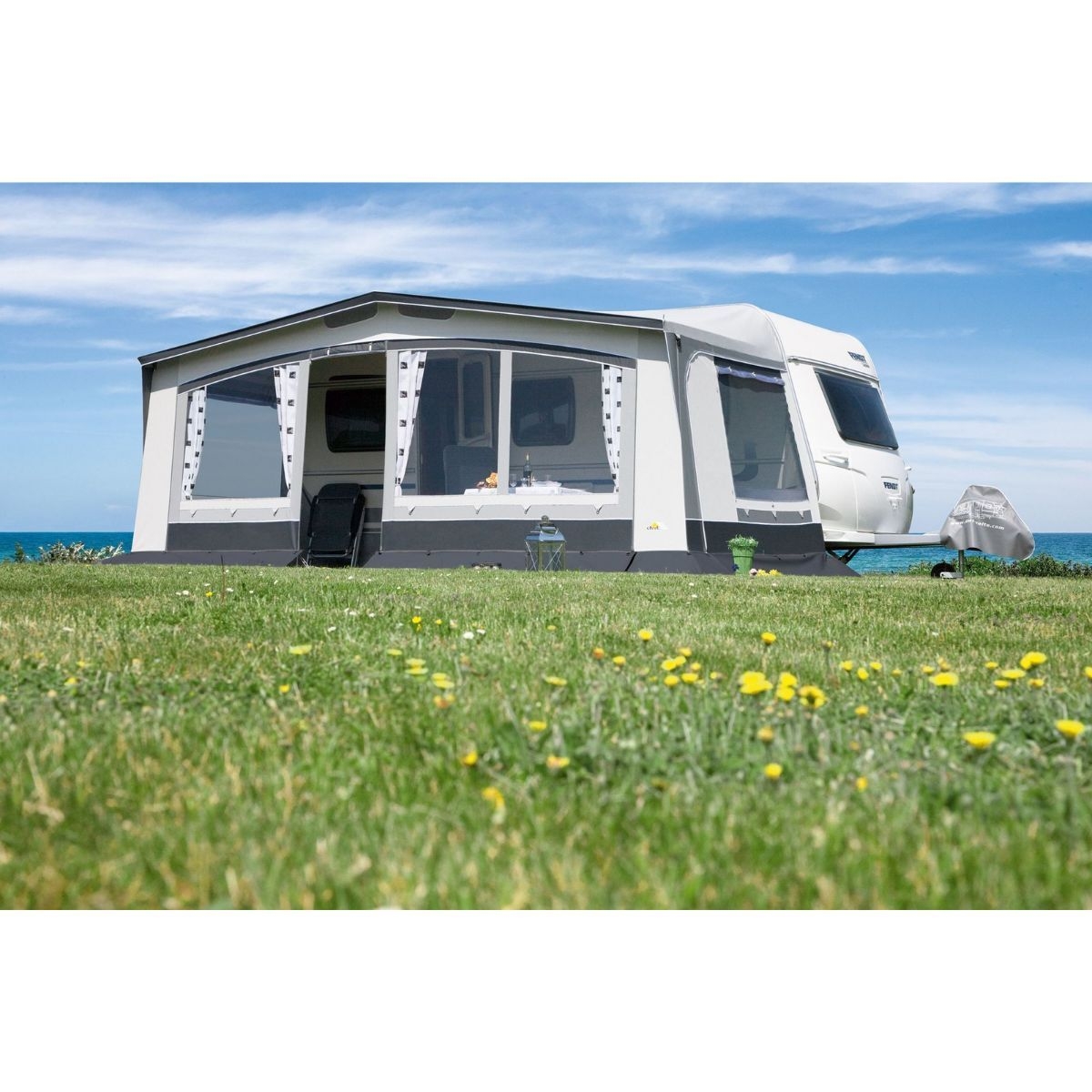 DWT Wohnwagen-Vorzelt TREND II Gr. 12 Umlaufmass 881-910 cm Tiefe 240 cm mit 25 mm Stahlgestaenge - 1264220
