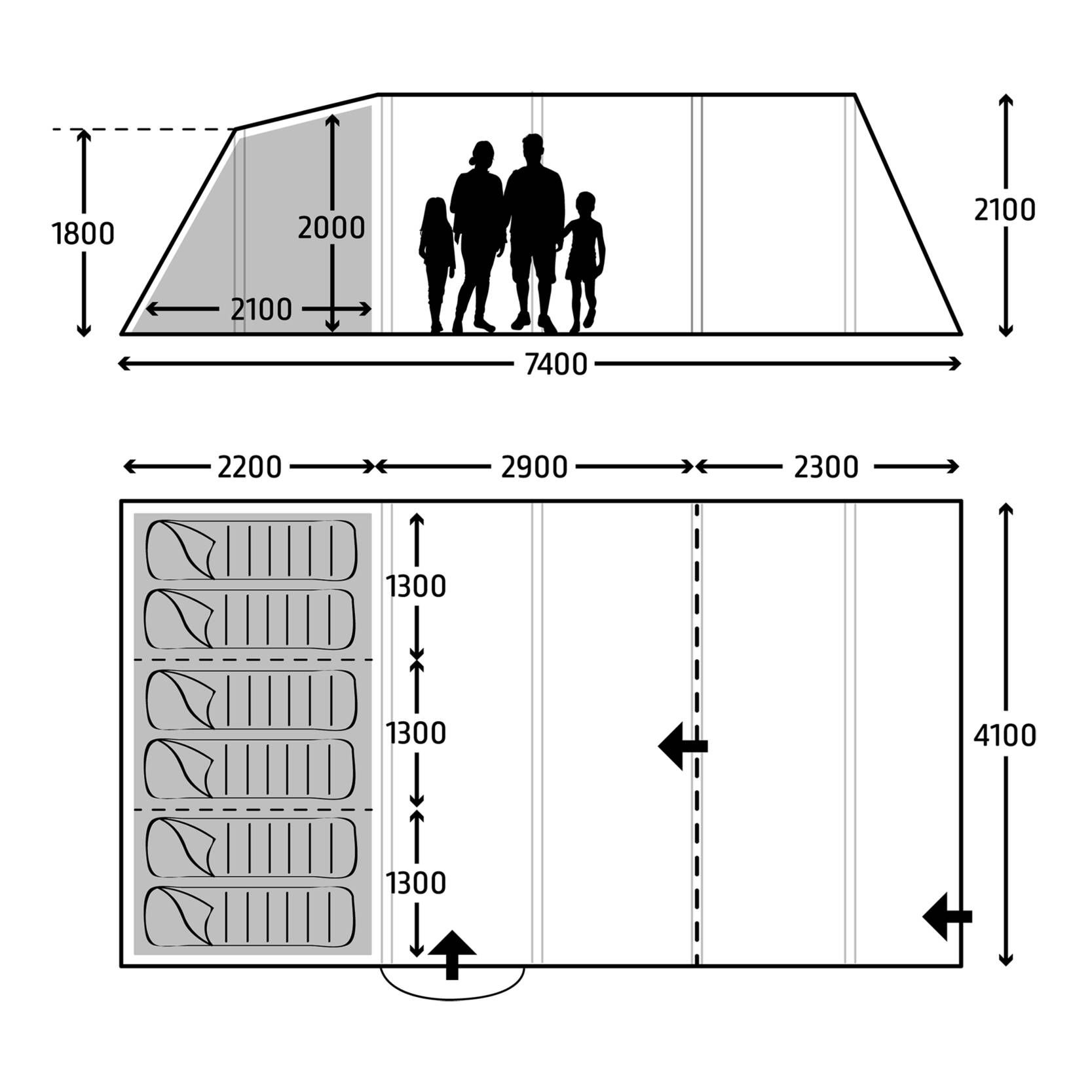 Kampa Croyde 6 AIR aufblasbares Campingzelt fuer 6 Personen