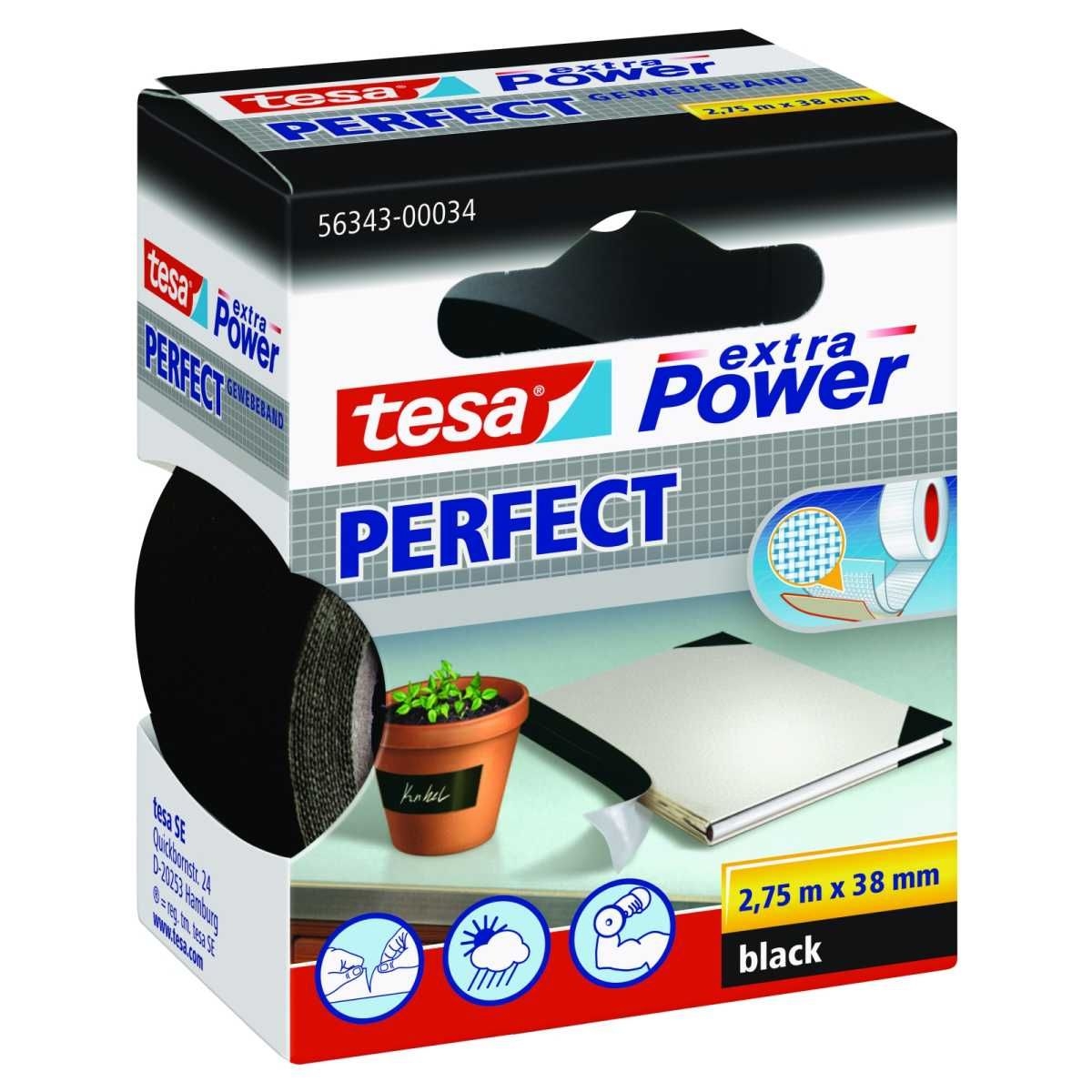 TESA Klebeband Extra Power® Perfect schwarz 275-38 - 56343-00034-03