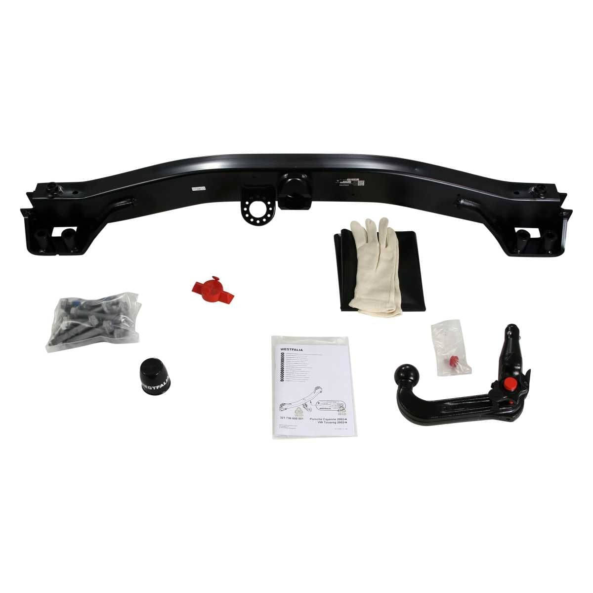 Westfalia Abnehmbare Anhaengerkupplung fuer VW Touareg -BJ 04-2010-08-2014- Porsche Cayenne -BJ 04-2010-10-2017- - im Set mit 13-pol. fahrzeugspezifischem Elektrosatz - 321736900113