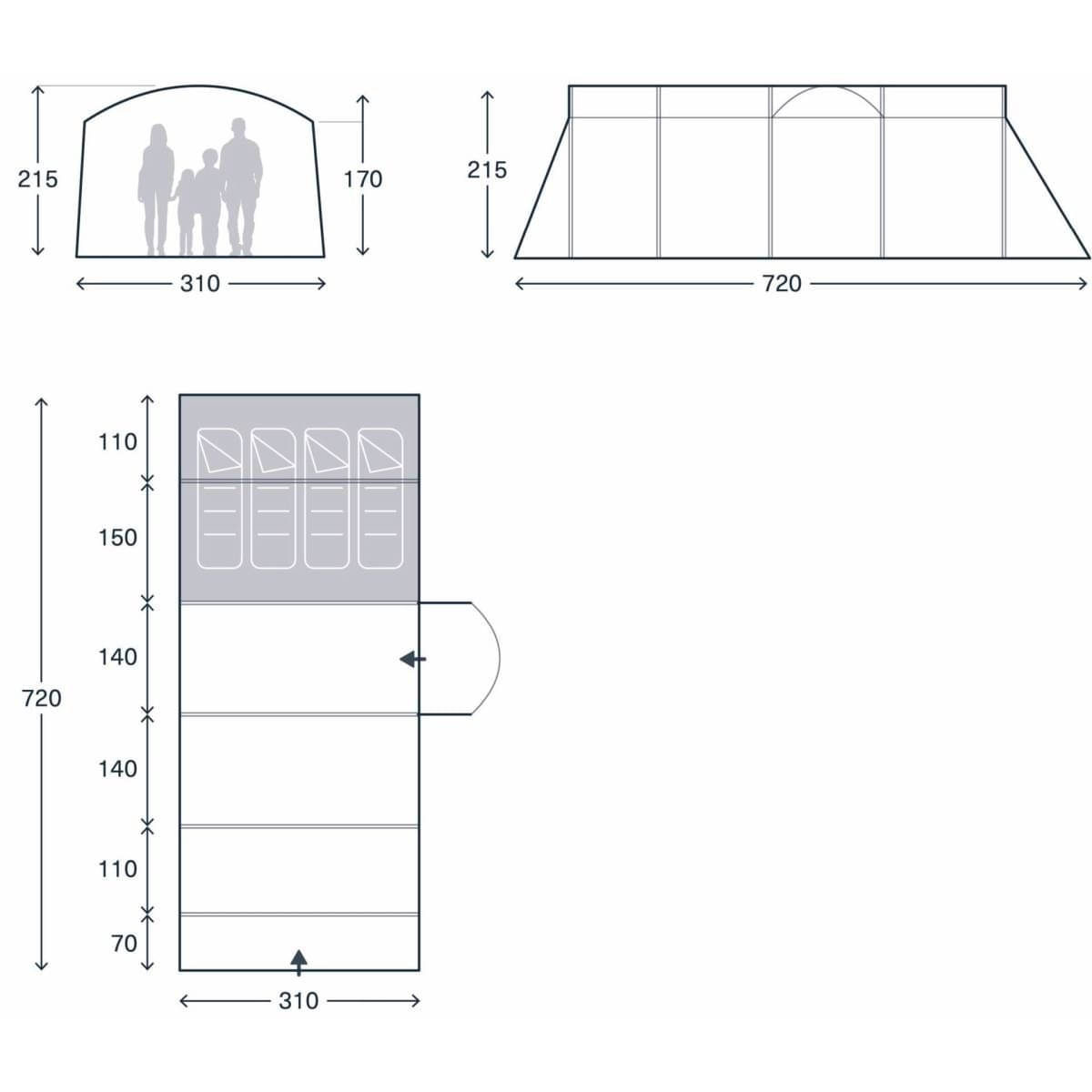 KAMPA aufblasbares Familienzelt Seacliffe 04 Air TC - 9120002486