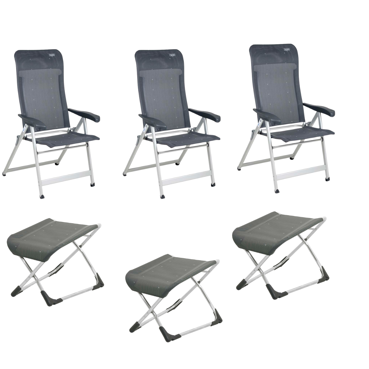 CRESPO Campingstuhl Classic AL-237 anthrazit - freistehende Beinauflagen AL-231 3er-Set - 1149082 1104940