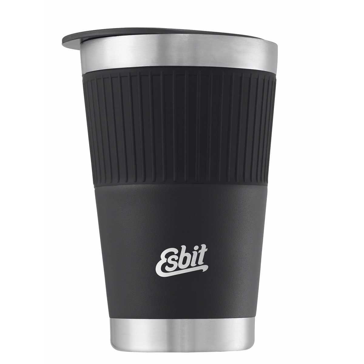 ESBIT Edelstahl Thermobecher SCULPTOR 550 ml Schwarz mit Manschette - TBL550SC-SL-BK