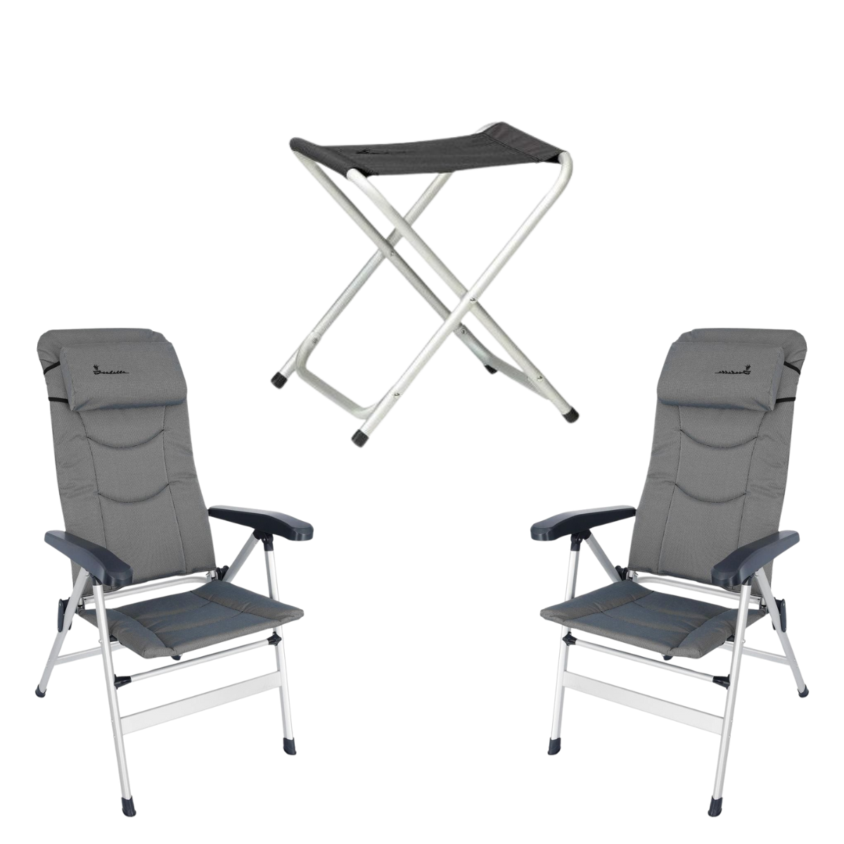 ISABELLA Campingstuhl Thor hellgrau 2er Set mit Hocker