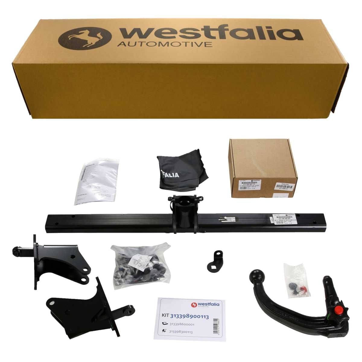 Westfalia Abnehmbare Anhaengerkupplung fuer Mercedes A-Klasse -W176- -BJ 09-2012-05-2018- Mercedes B-Klasse -W246- -BJ 11-2011-12-2018- - im Set mit 13-pol. fahrzeugspezifischem Elektrosatz - 313398900113