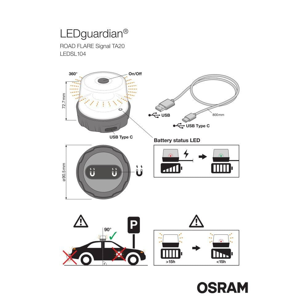 OSRAM LEDguardian® ROAD FLARE Signal TA20 Warn- und Sicherheitsleuchte - LEDSL104