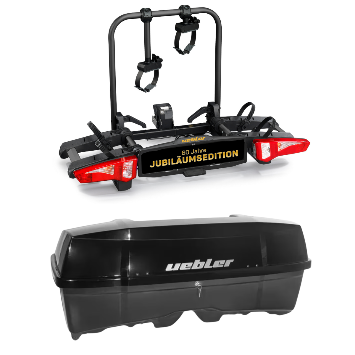 Set UEBLER i21 Z 18190-JE Fahrradtraeger 2 Raeder black mit 60° Abklappung inkl. Heckbox - 18190-JE 25080
