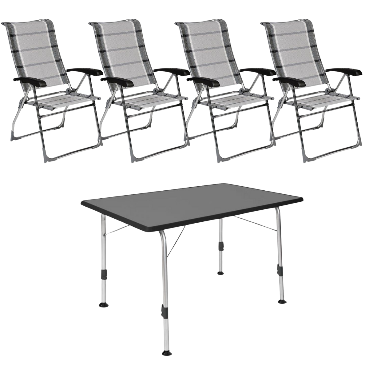 DUKDALF Stuhl Aspen silber anthrazit 4er-Set & Tisch STABILIC III 115x70 cm anthrazit DUKDALF Stuhl Aspen silber anthrazit 4er-Set - Tisch STABILIC III 115x70 cm anthrazit - 42-01-0649-4 40-24-1157.4