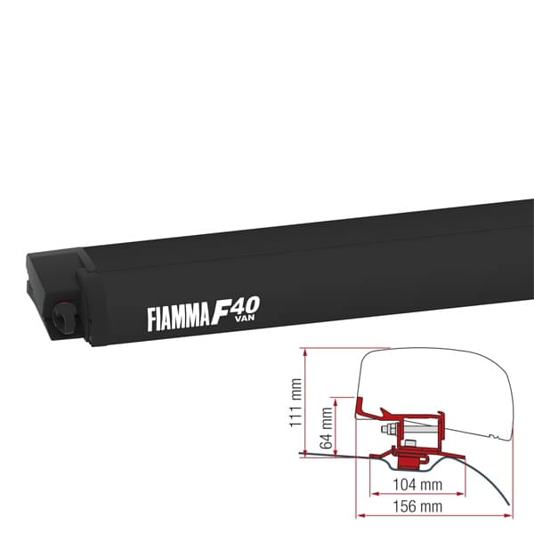 Markise FIAMMA F40 Van 270 cm Deep black inkl. Adapterkit PSA Fahrzeuge ab 2016 Markise FIAMMA F40 Van 270 cm Deep black ink- Adapter Kit PSA Fiamma Art-Nr. 07503H01R-98655Z110