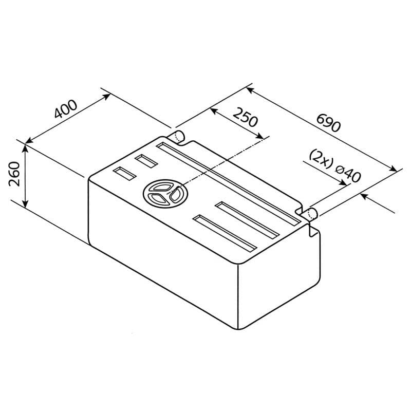 FUSION Frischwassertank Universal 63 L- 69x40x26 cm- Typ EV1301 – Hersteller-Art-Nr. V6-12