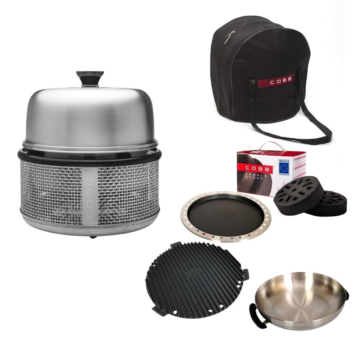 COBB Premier Air Deluxe und Griddle Premier - und Pfanne und Wok und Tasche Cobble Stone