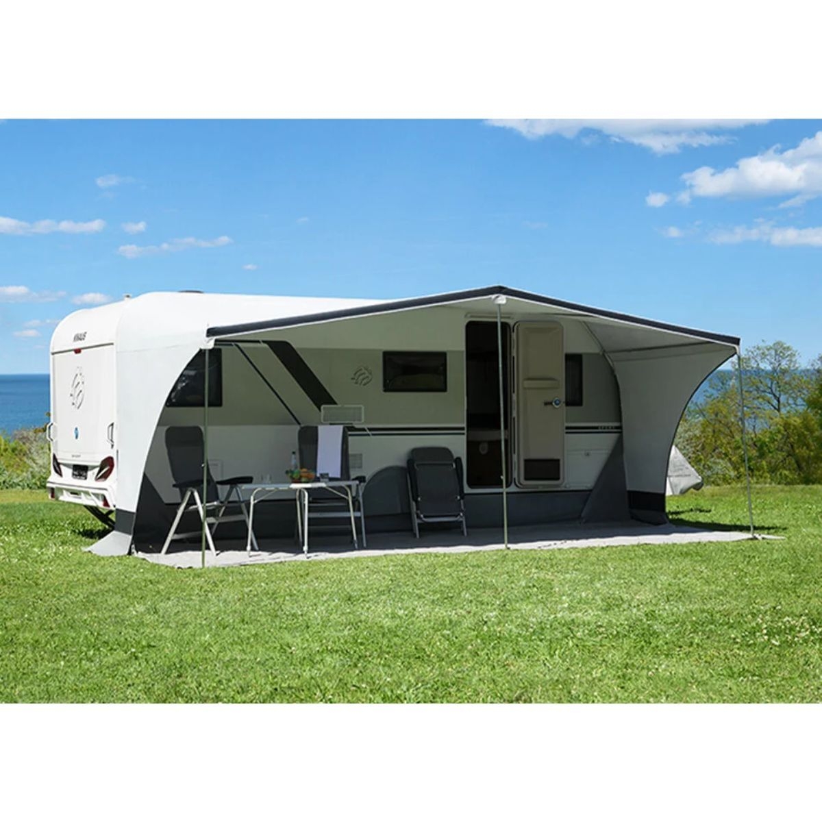 DWT Wohnwagen-Vorzelt WINNER Gr. 20 Umlaufmass 1121-1150 cm Tiefe 240 cm mit 28 mm Alu-Gestaenge - 112090ALU