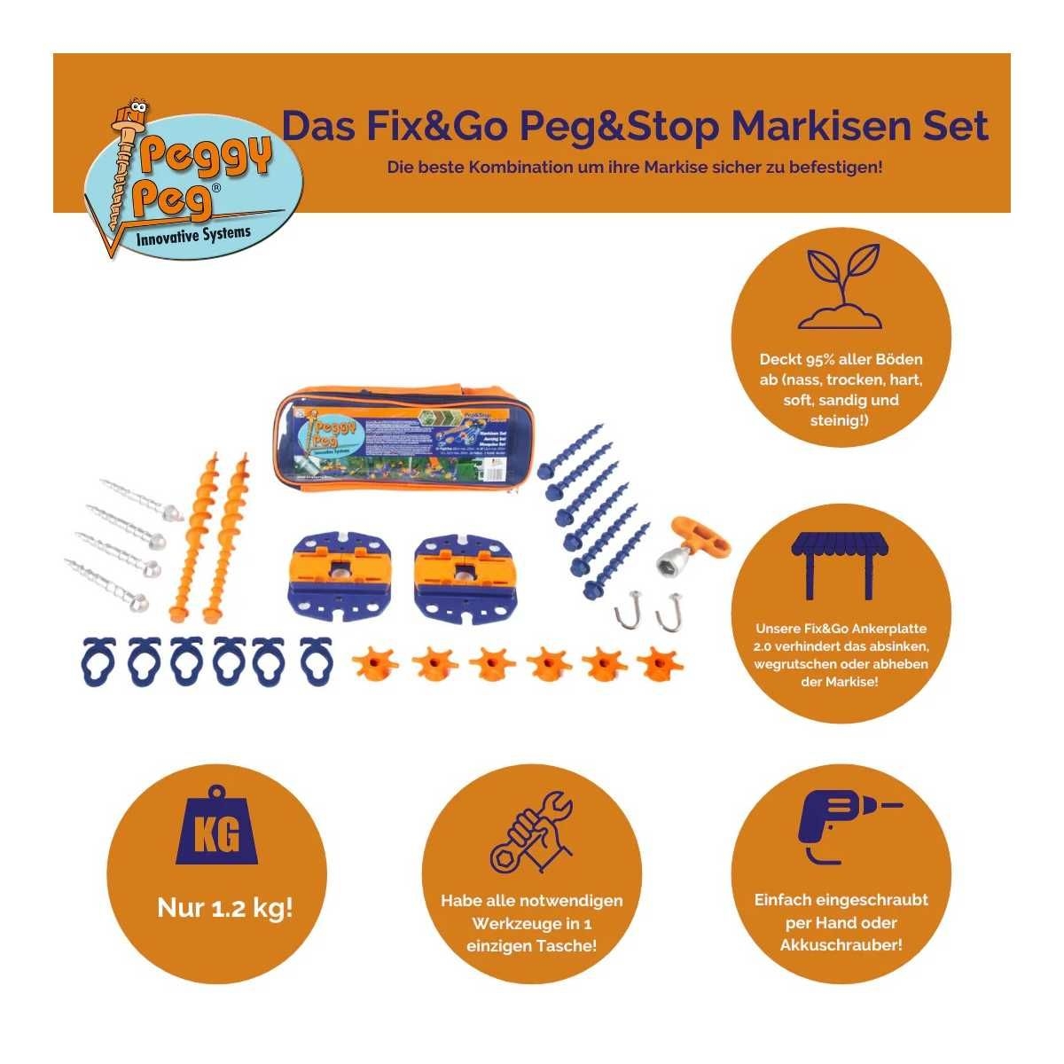 PEGGY PEG Peg-Stop - Fix-Go Markisen Set 30 tlg. - PP99