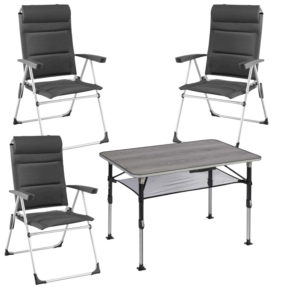 BRUNNER Campingstuhl ARAVEL CAMPER 3er-Set - Tisch ELU NG 100 - 0404093N.C25 0406040N