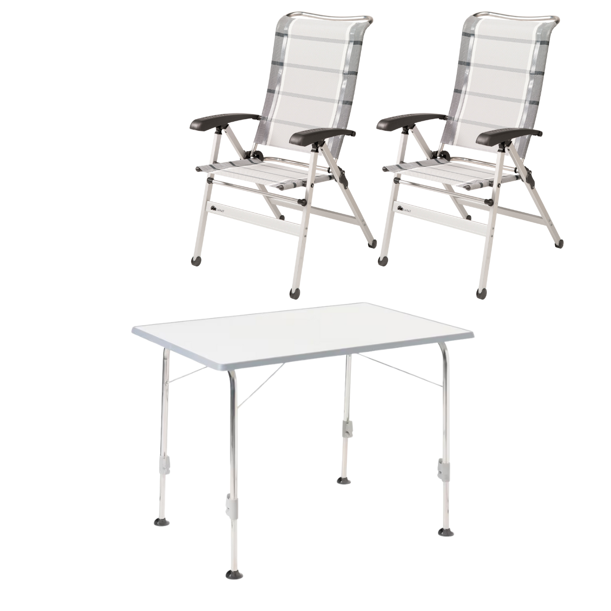 DUKDALF Stuhl Cha Cha silber anthrazit 2er-Set - Tisch STABILIC II 100x68 cm hellgrau - 42-02-0649-4 40-24-1006.8