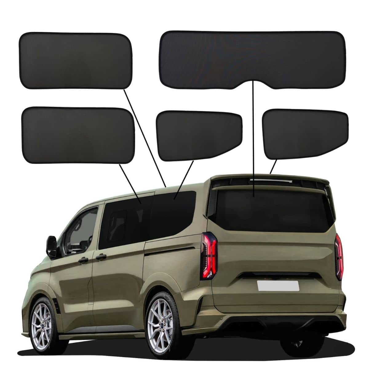 WINDESA SunClip Sonnenschutz & Sichtschutz Ford Tourneo Custom L1 ohne Ausstellfenster ab Bj. 2024 Set ABC WINDESA SunClip Sonnenschutz - Sichtschutz Ford Tourneo Custom L1 ohne Ausstellfenster ab Bj. 2024 Set ABC - sun-10495abc-L1-fo