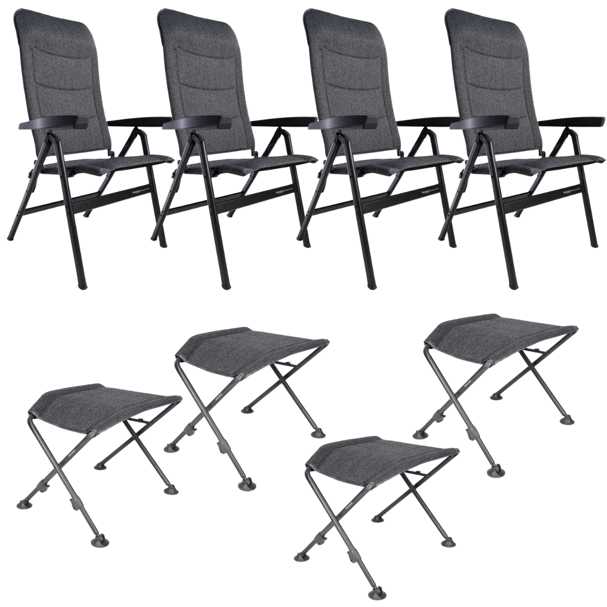 WESTFIELD Campingstuhl Advancer Pro dark grey melange - Beinauflagen FOCUS 4er-Set - 201-1884 DGM 201-812 DGM