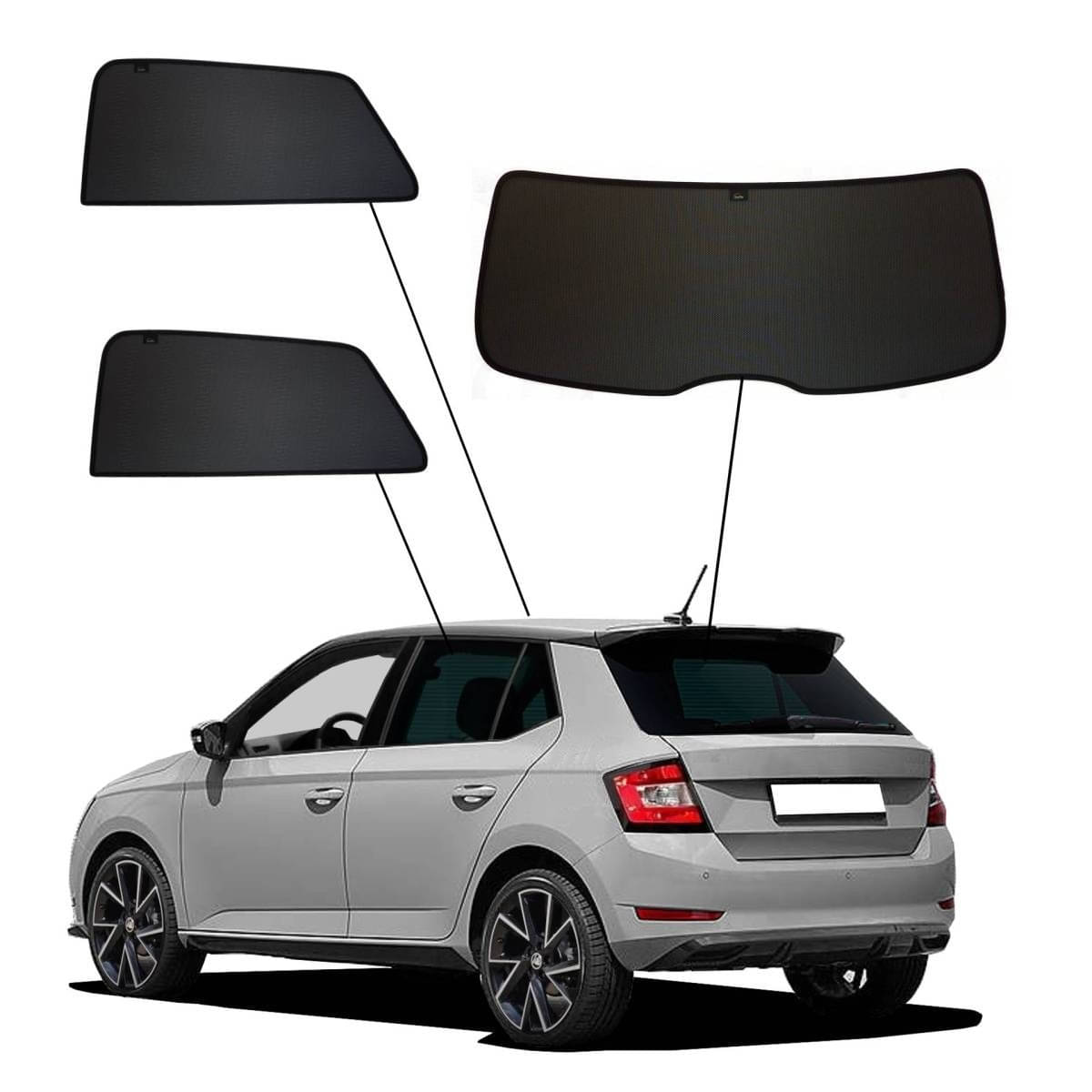 WINDESA SunClip Sonnenschutz - Sichtschutz Skoda Fabia Bj. 2014-2022 Set AC - sun-10448ac