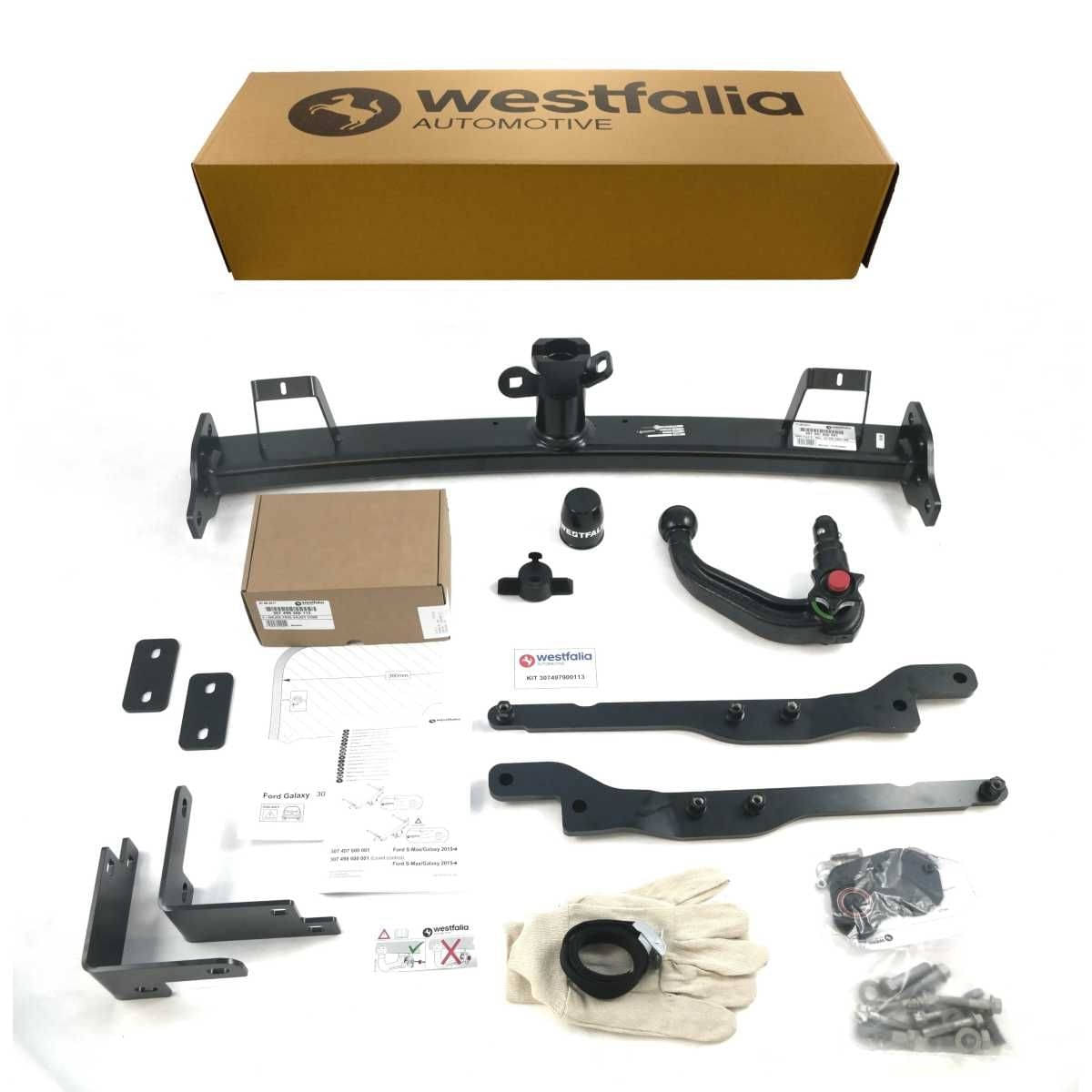 Westfalia Abnehmbare Anhaengerkupplung fuer Ford S-Max - Galaxy 7-Sitzer -CJ-CK- -beide ab BJ 09-2015- - im Set mit 13-pol. fahrzeugspezifischem Elektrosatz - 307497900113