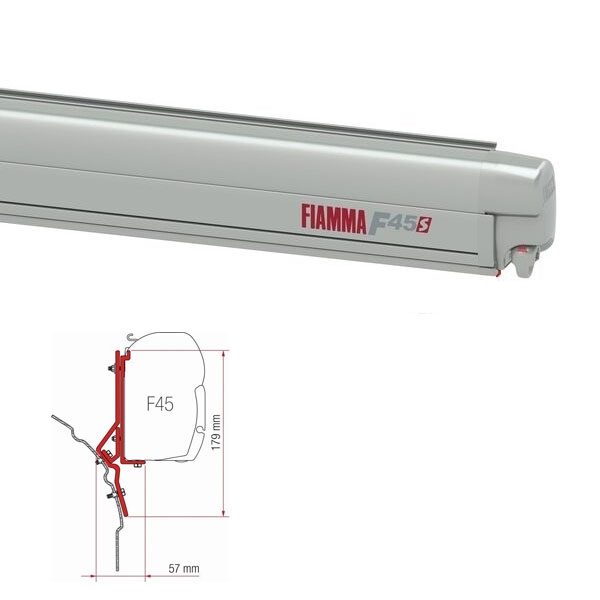 Markise FIAMMA F45 S 260 Royal grey Gehaeuse titanium inkl. Adapter T4 kurzer Radstand