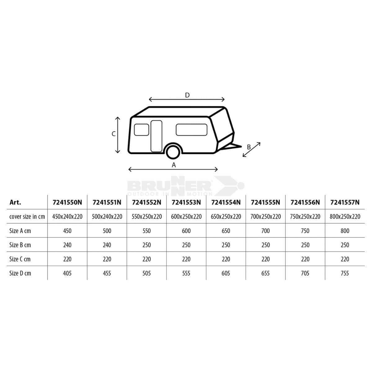 BRUNNER Caravan Cover 12M 650 - 700 cm Schutzhuelle fuer Wohnwagen 7241555N