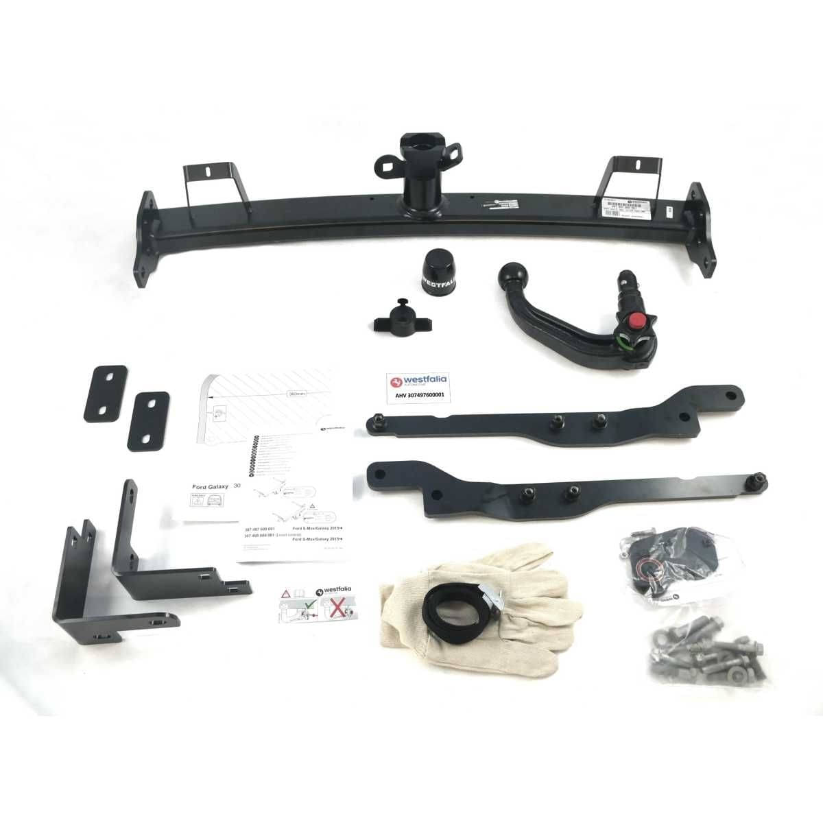 Westfalia Abnehmbare Anhaengerkupplung fuer Ford S-Max - Galaxy 7-Sitzer -CJ-CK- -beide ab BJ 09-2015- - im Set mit 13-pol. fahrzeugspezifischem Elektrosatz - 307497900113