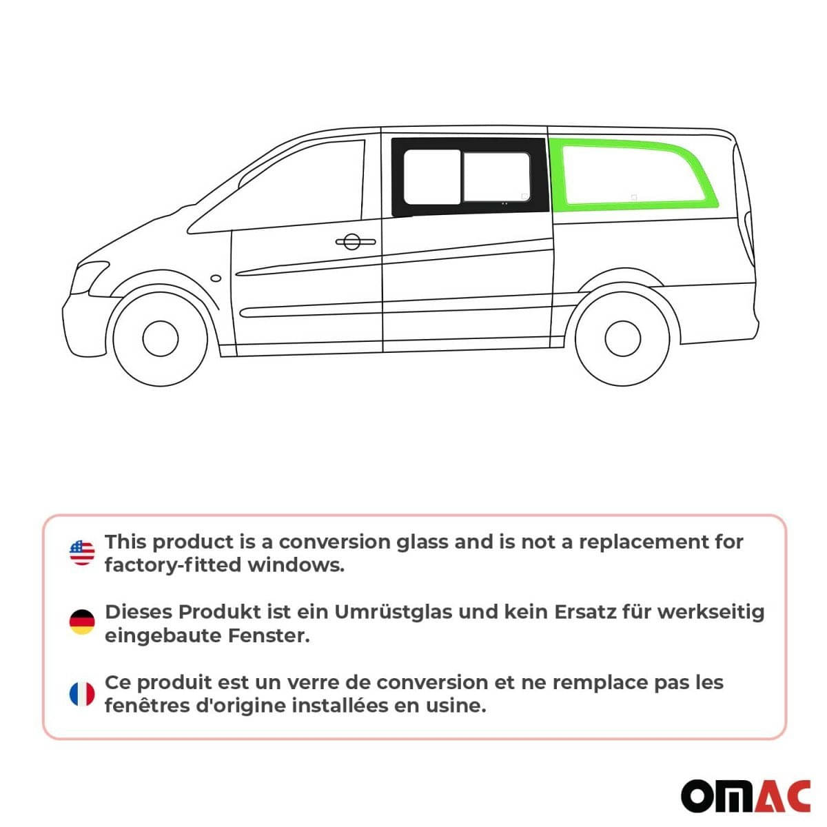 OMAC Seitenfenster Seitenscheibe MB Vito W639 L2 Bj. 2003-2014 Vorne Links OMAC Seitenfenster Seitenscheibe MB Vito W639 L2 Bj. 2003-2014 Vorne Links - 4721405M-1RSFL