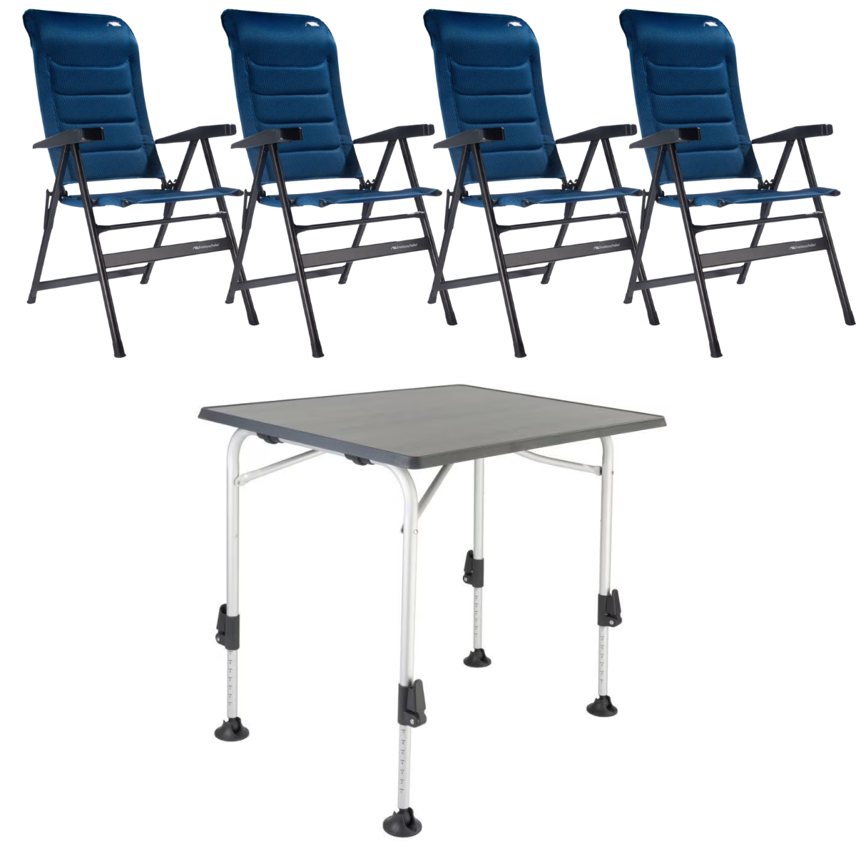 FF Kollektion Stuhl HighQ Basic Blueline 4er-Set & Tisch HighQ Blackline 115x70 cm FF Kollektion Stuhl HighQ Basic Blueline 4er-Set & Tisch HighQ Blackline 115x70 cm